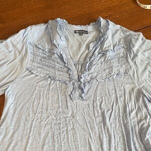Democracy Soft Blue Ruffle Blouse